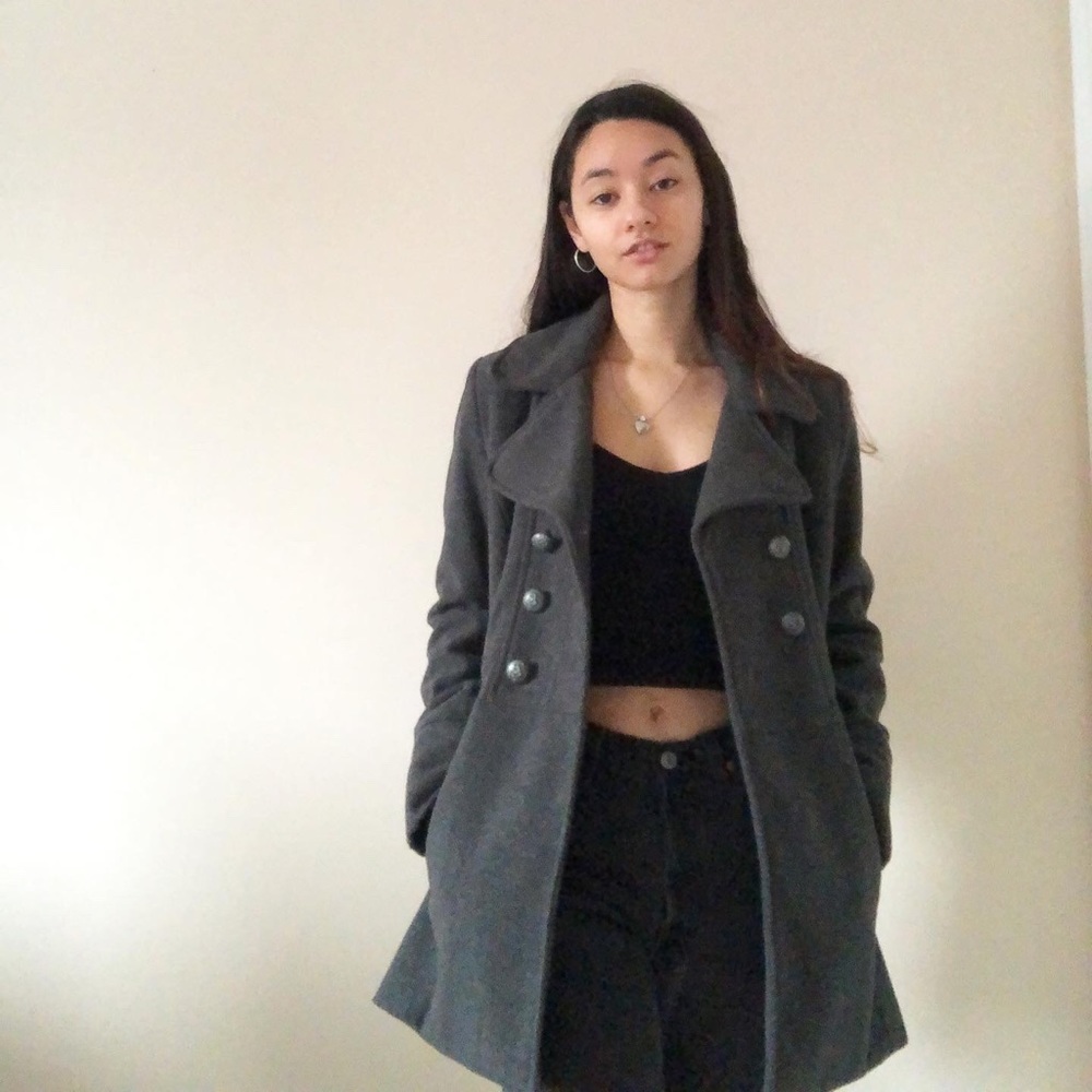 Grey double breasted coat